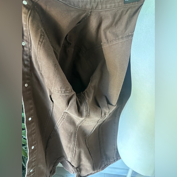 PrettyLittleThing Women’s Cowgirl Chocolate Denim Jean Jacket/Dress Size 6 - Picture 6 of 9